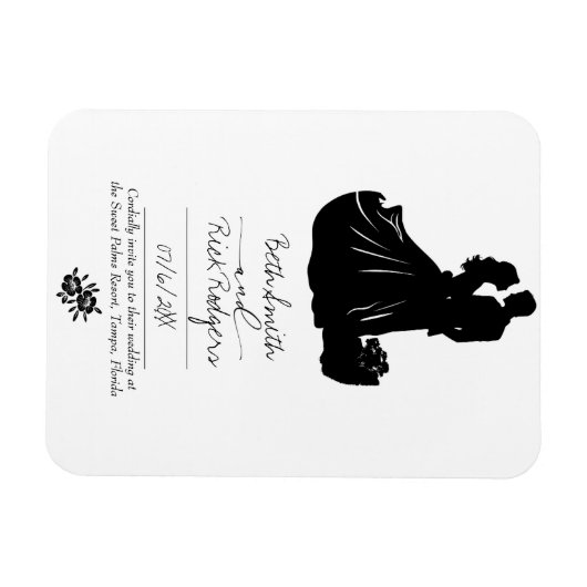 Einladung zur Schwarz-Weiß-Hochzeit Magnet (Horizontal)