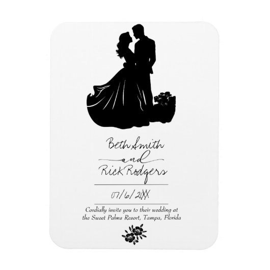 Einladung zur Schwarz-Weiß-Hochzeit Magnet (Vertikal)