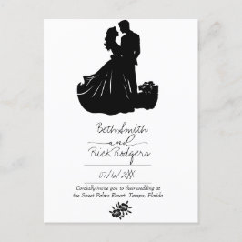 Einladung zur Schwarz-Weiß-Hochzeit Postkarte