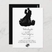 Einladung zur Schwarz-Weiß-Hochzeit Postkarte (Vorne/Hinten)