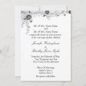 Einladung zur Schwarz-weißen Blumenhochzeit (Vorderseite)