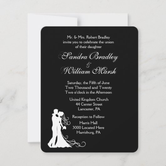 Einladung zur Schwarz-weißen Hochzeit (Vorderseite)