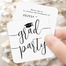 Einladung zur Schwarz-weißen Karte der Mini-Gradui