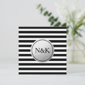Einladung zur Schwarz-weißen Streifenfolie (Stehend Vorderseite)