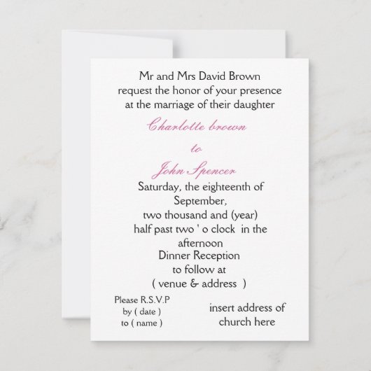 Einladung zur Schwarzen Hochzeit (Rückseite)