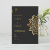 Einladung zur Schwarzen und Goldenen Hochzeit (Stehend Vorderseite)