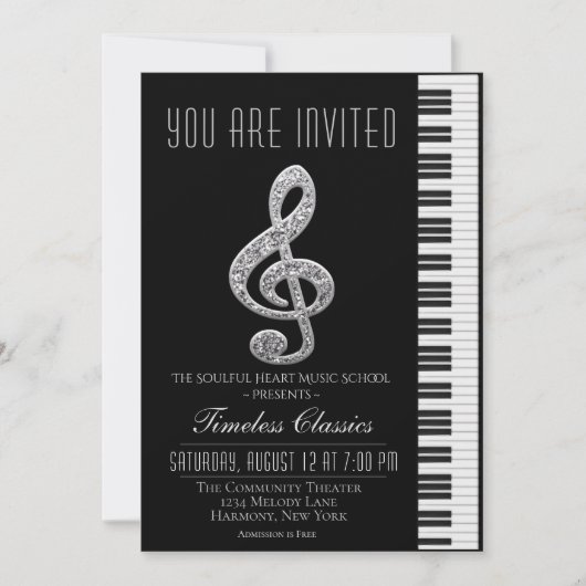 Einladung zur schwarzen und silbernen Blume links (Vorderseite)