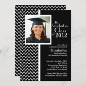 Einladung zur Schwarzen Zickzack Foto Graduation P (Vorne/Hinten)