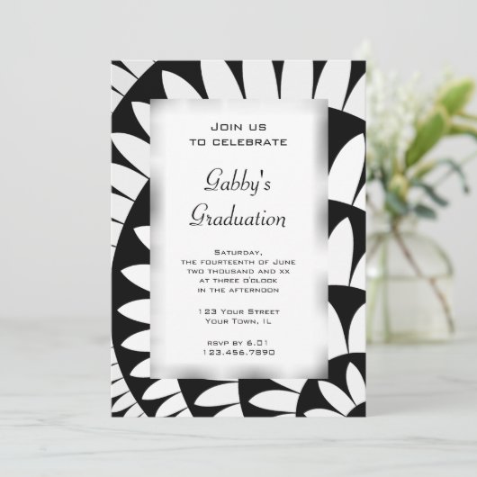 Einladung zur Schwarzweiß-Blume (Stehend Vorderseite)