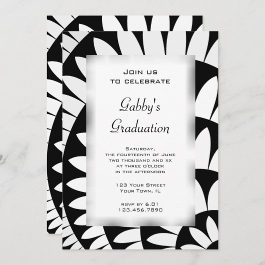 Einladung zur Schwarzweiß-Blume (Vorne/Hinten)