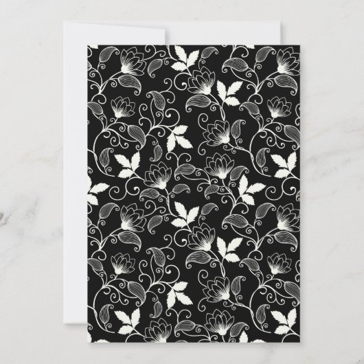 Einladung zur Schwarzweiß-Hochzeit mit einfachem S (Rückseite)