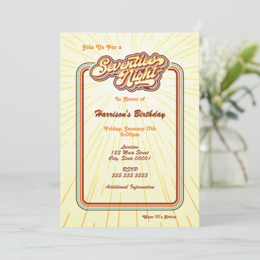 Einladung zur siebziger Nacht (Stehend Vorderseite)