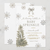 Einladung zur Silber-Babyparty mit Schneeflocken (Vorne/Hinten)