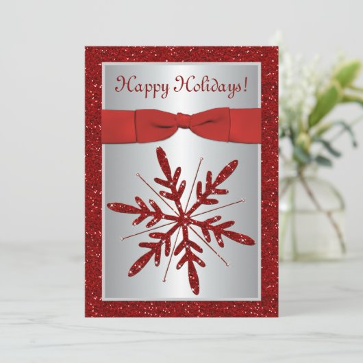 Einladung zur Silver and Red Snowflake Feier (Stehend Vorderseite)