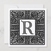 Einladung zur Silver Metallic R Monogramm (Vorderseite)