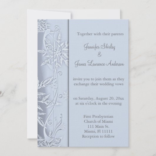 Einladung zur Silver Snowflake Hochzeit (Vorderseite)