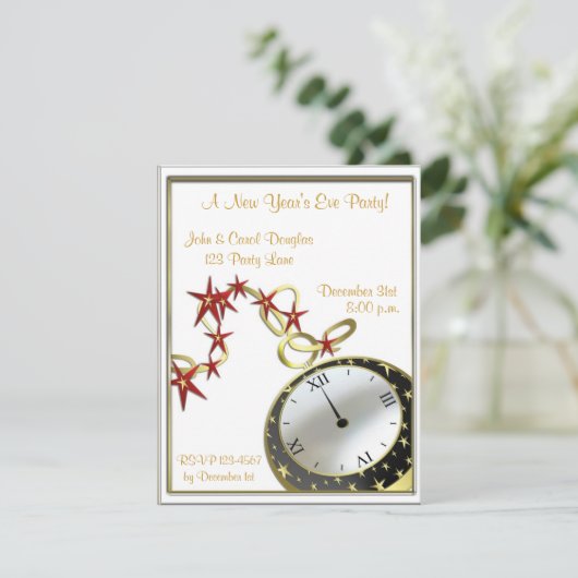 Einladung zur Silvester Uhr (Stehend Vorderseite)
