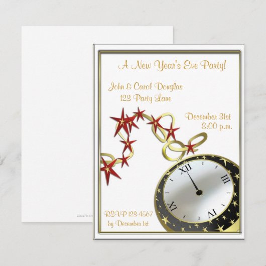 Einladung zur Silvester Uhr (Vorne/Hinten)