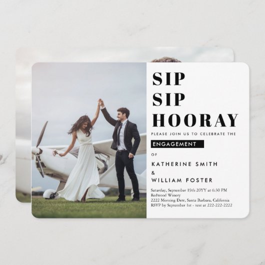 Einladung zur "Sip Sip Hooray 2 Foto" (Vorne/Hinten)