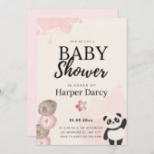 Einladung zur Smiling Bear Baby Shower (Vorne/Hinten)