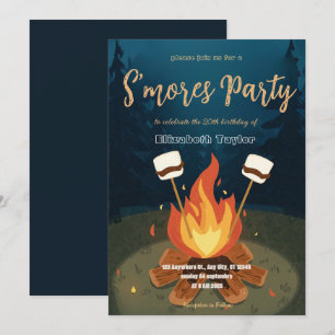 Einladung zur S'mores-Geburtstagsfeier – Gemütlich