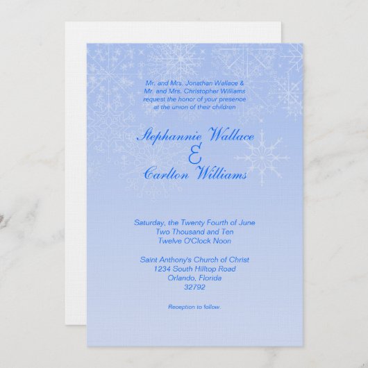 Einladung zur Snowflake Hochzeit (Vorne/Hinten)