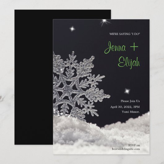 Einladung zur Snowflake Hochzeit (Vorne/Hinten)
