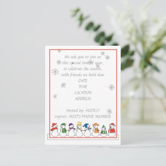 Einladung zur Snowmen-Feier (Stehend Vorderseite)