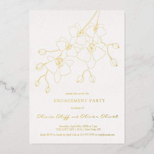 Einladung zur "Soft Blue Orchid Engagement Party" (Vorderseite)