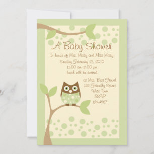Einladung zur Soft Green Owl Baby Dusche