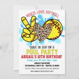 Einladung zur Softball-Poolparty - Frieden Liebe