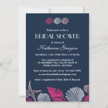 Einladung zur Sommerhochzeit von Navy Blue Seashel
