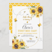 Einladung zur Sonnenblume Biene Girl (Vorne/Hinten)