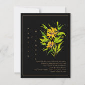 Einladung zur Sonnenblume Black-Gold-Script-Hochze (Vorderseite)