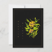 Einladung zur Sonnenblume Black-Gold-Script-Hochze (Rückseite)