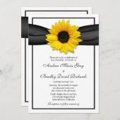 Einladung zur Sonnenblume Black Ribbon Hochzeit (Vorne/Hinten)