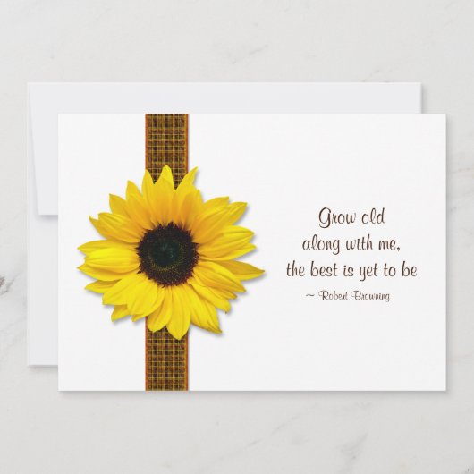 Einladung zur Sonnenblume Kariert Ribbon Hochzeit (Rückseite)