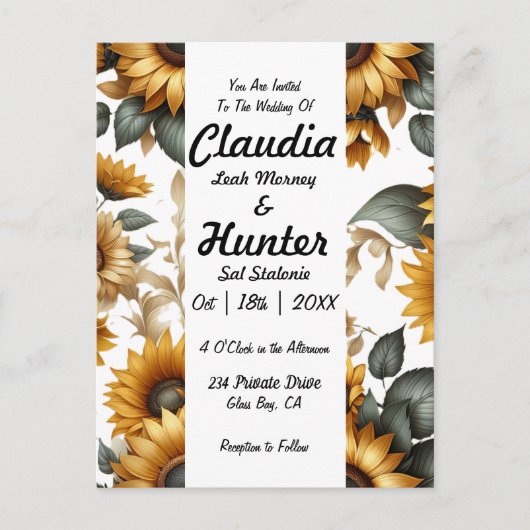 Einladung zur Sonnenblume Postkarte (Vorderseite)