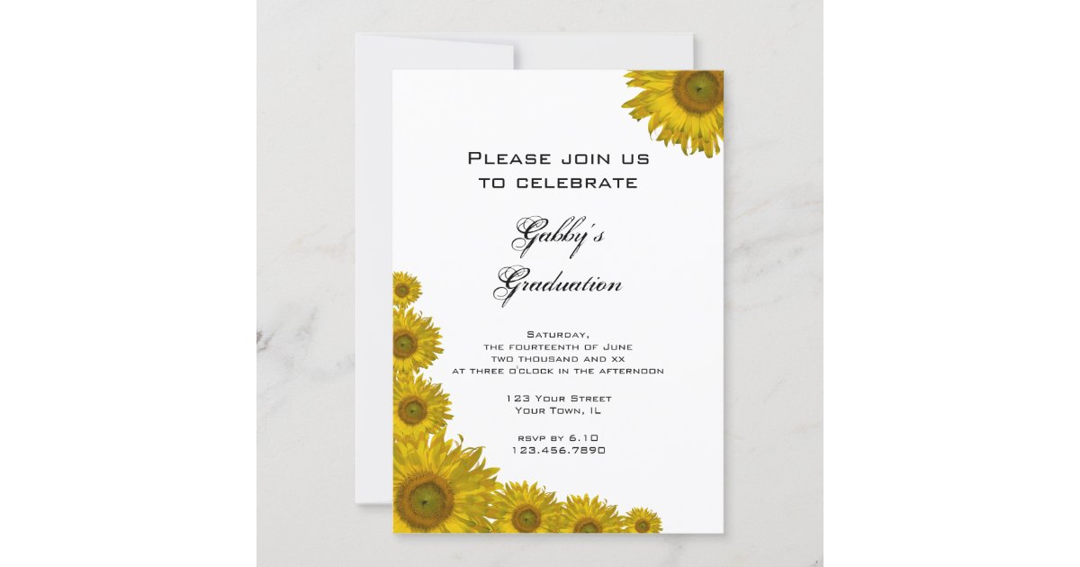 Einladung Zur Sonnenblumen Edge Graduation Zazzle De