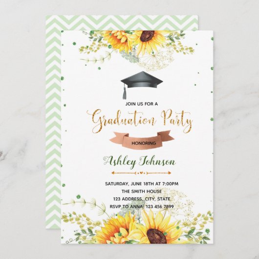 Einladung zur Sonnenblumen-Graduierung (Vorne/Hinten)