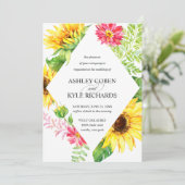 Einladung zur Sonnenblumenhochzeit in Gelb (Stehend Vorderseite)