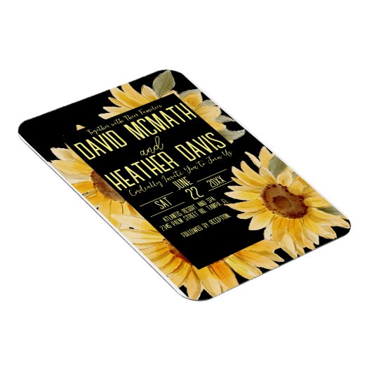 Einladung zur Sonnenblumenhochzeit Magnet (Rechte Seite)