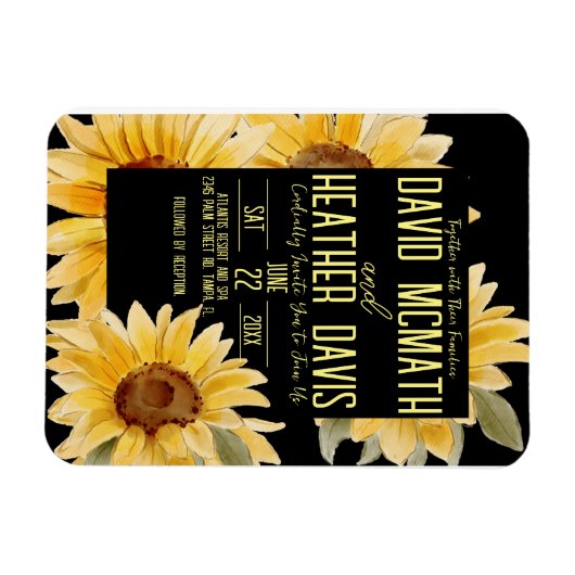 Einladung zur Sonnenblumenhochzeit Magnet (Horizontal)