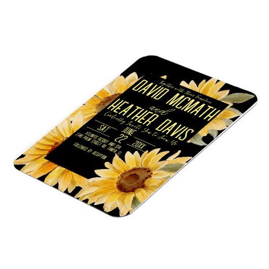 Einladung zur Sonnenblumenhochzeit Magnet (Linke Seite)