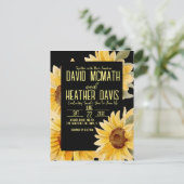 Einladung zur Sonnenblumenhochzeit Postkarte (Stehend Vorderseite)