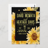 Einladung zur Sonnenblumenhochzeit Postkarte (Vorne/Hinten)