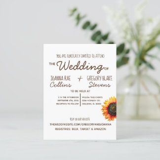 Einladung zur Sonnenblumenhochzeit Postkarte