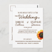 Einladung zur Sonnenblumenhochzeit Postkarte (Vorne/Hinten)