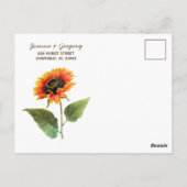 Einladung zur Sonnenblumenhochzeit Postkarte (Rückseite)