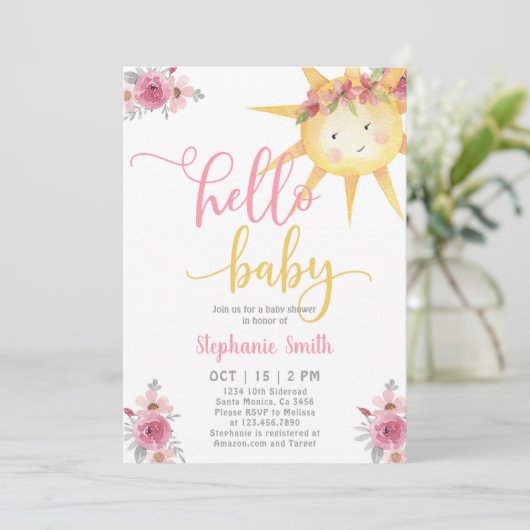 Einladung zur Sonnenschein-Babydusche (Stehend Vorderseite)